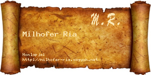 Milhofer Ria névjegykártya